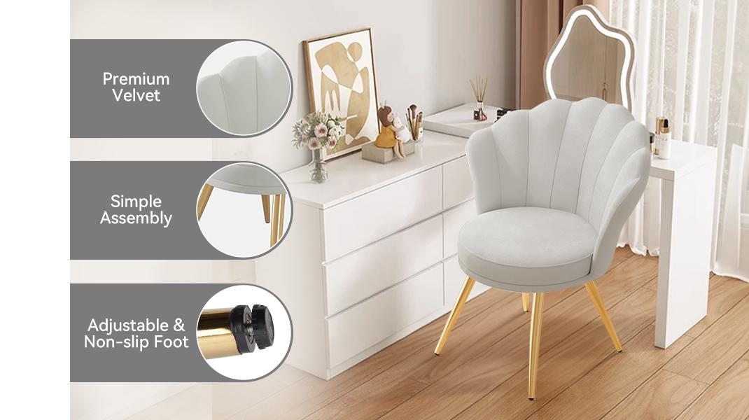 Velvet Accent Chair with Gold Metal Legs, Vanity Chair for Makeup Room, Upholstered Guest Chair for Living Room, Side Chair for Bedroom, Black Velvet Accent Chair with Gold Metal Legs, Vanity Chair for Makeup Room, Upholstered Guest Chair for Living Room, Side Chair for Bedroom, Black