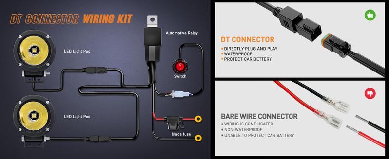 Nilight Led Light Pods 2PCS 3" Spot Round Led Offroad Fog Light 1065LM Built-in EMC Driving Lights Auxiliary Light w/18AWG DT Wiring Harness  Car Accessories Vehicle Automotive  dealsforyoudays