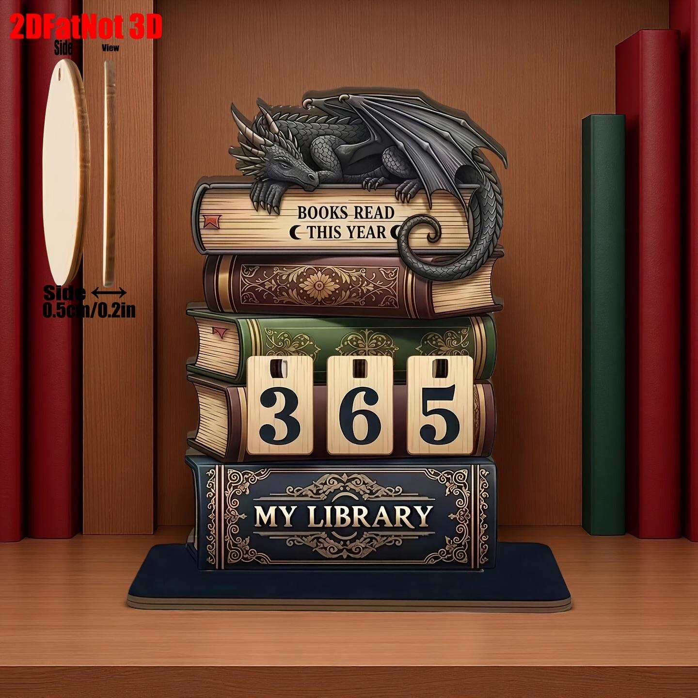 2D DIY Book Reading Tracker, Ideal for Reading Goals, Perfect Gift for Teachers, Writers, Literature Lovers, Home Library Decor, Shelf Accessory