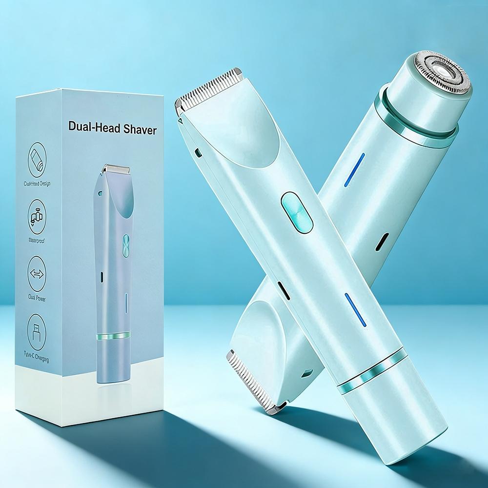 Summer Women's Electric Bikini Trimmer, Bikini Shaver, Rechargeable 2-In-1 Body & Facial Hair Remover, Waterproof Wet/dry Use, Christmas Gift