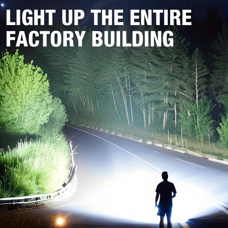 Super Bright LED Extendable Flashlight, Large Capacity Battery, USB-C Charging, Digital Display, Camping Survival Indoor Outdoor Use