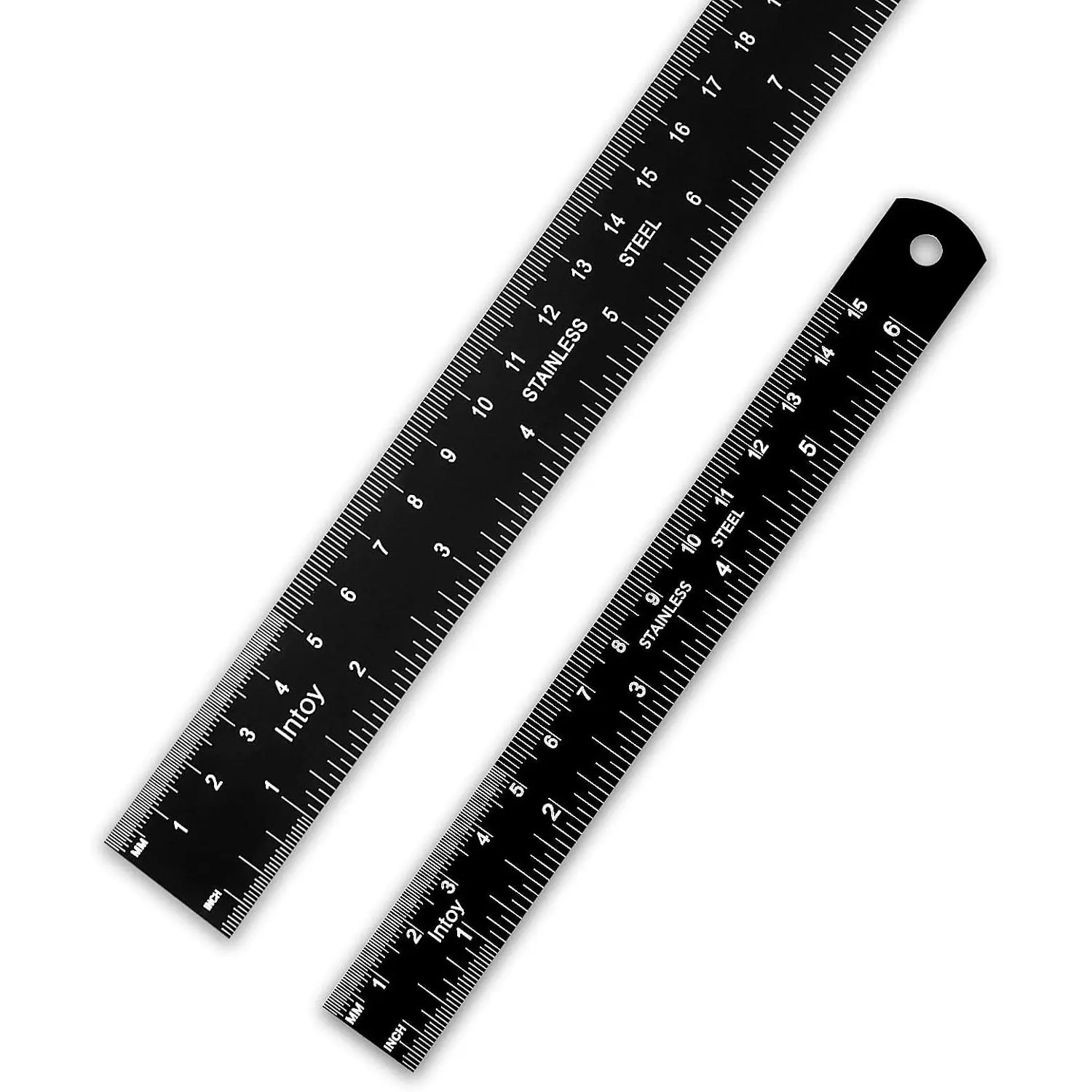 Metal Ruler 12 Inch and 6 Inch with Metric Scales Millimeter, Centimiter, and Conversion Table, Easy to Read Straight Edge Starts at 0, Stainless Steel Rule for School and Office, 2 Pack