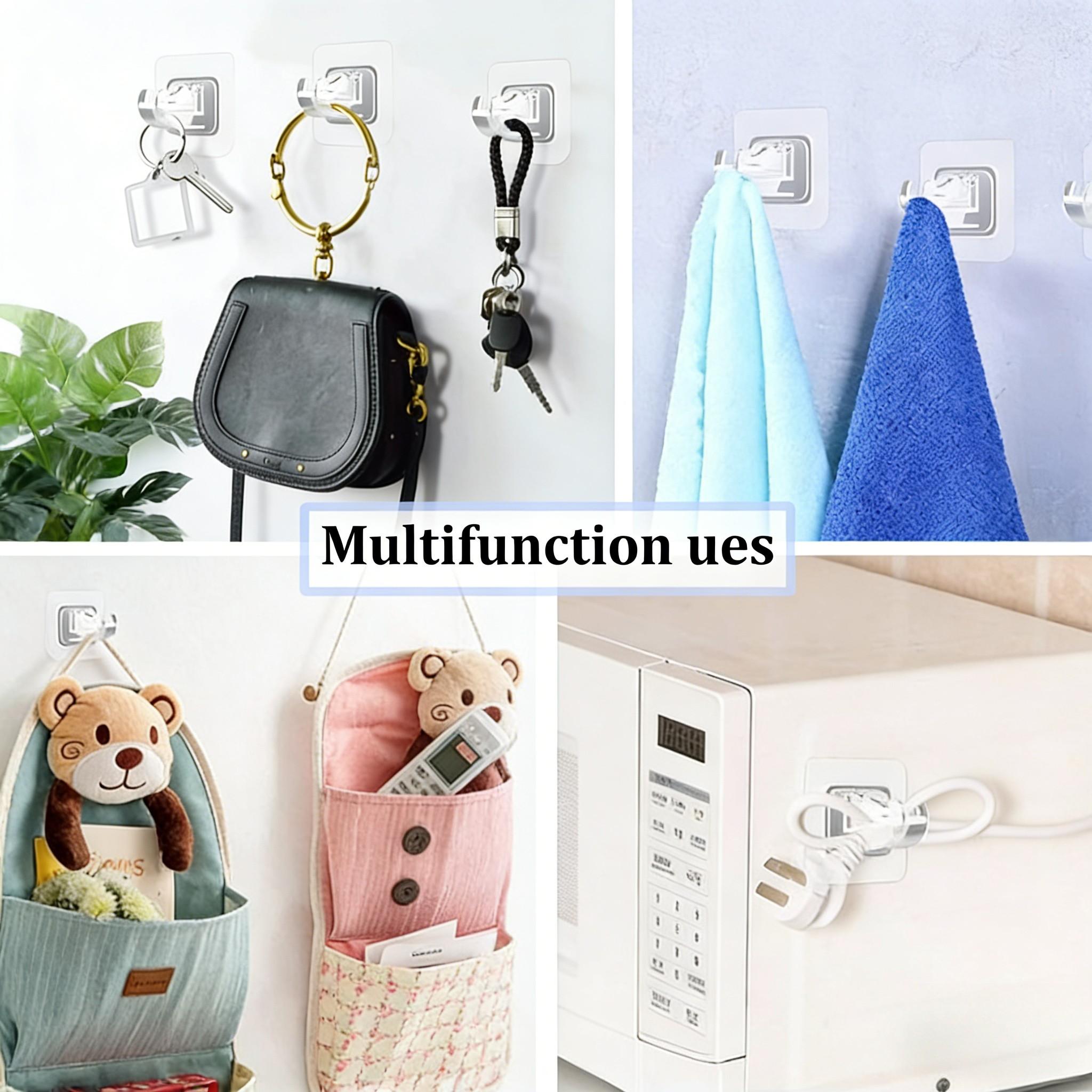 A set of 10PCS Curtain Rod Brackets with Clips,Transparent Drapery Hooks,Rod Hanging,Adjustable Rods Holder,Multipurposefor Curtain Rod Hooks for Livingroom Bathroom Kitchen Bedroom Toilet Apartment