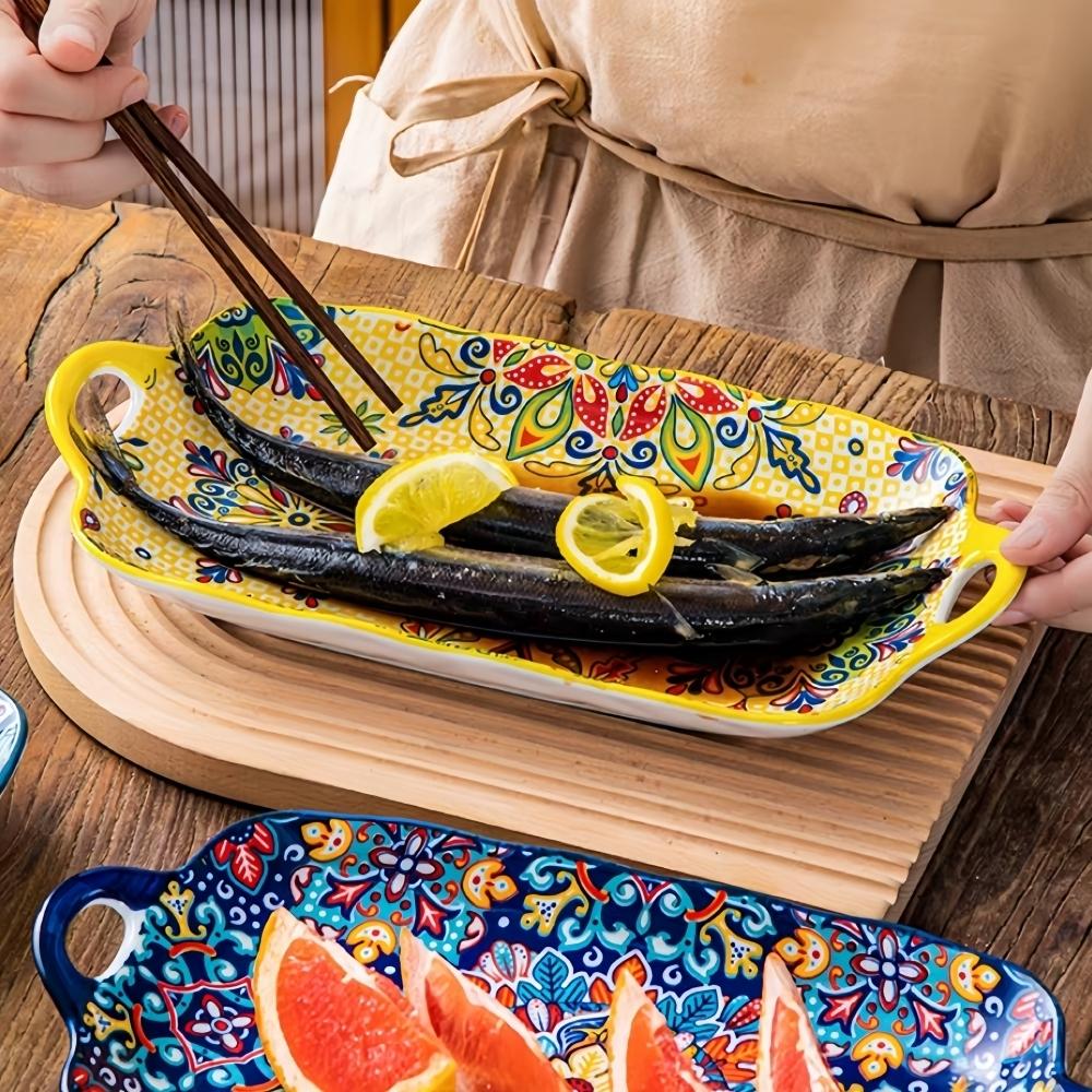 Fish Shaped Ceramic Plate, 1 Count Modern Style Exquisite Durable Multi-purpose Salad Plate, Heat-resistant Dishwasher Safe Plate for Home Kitchen