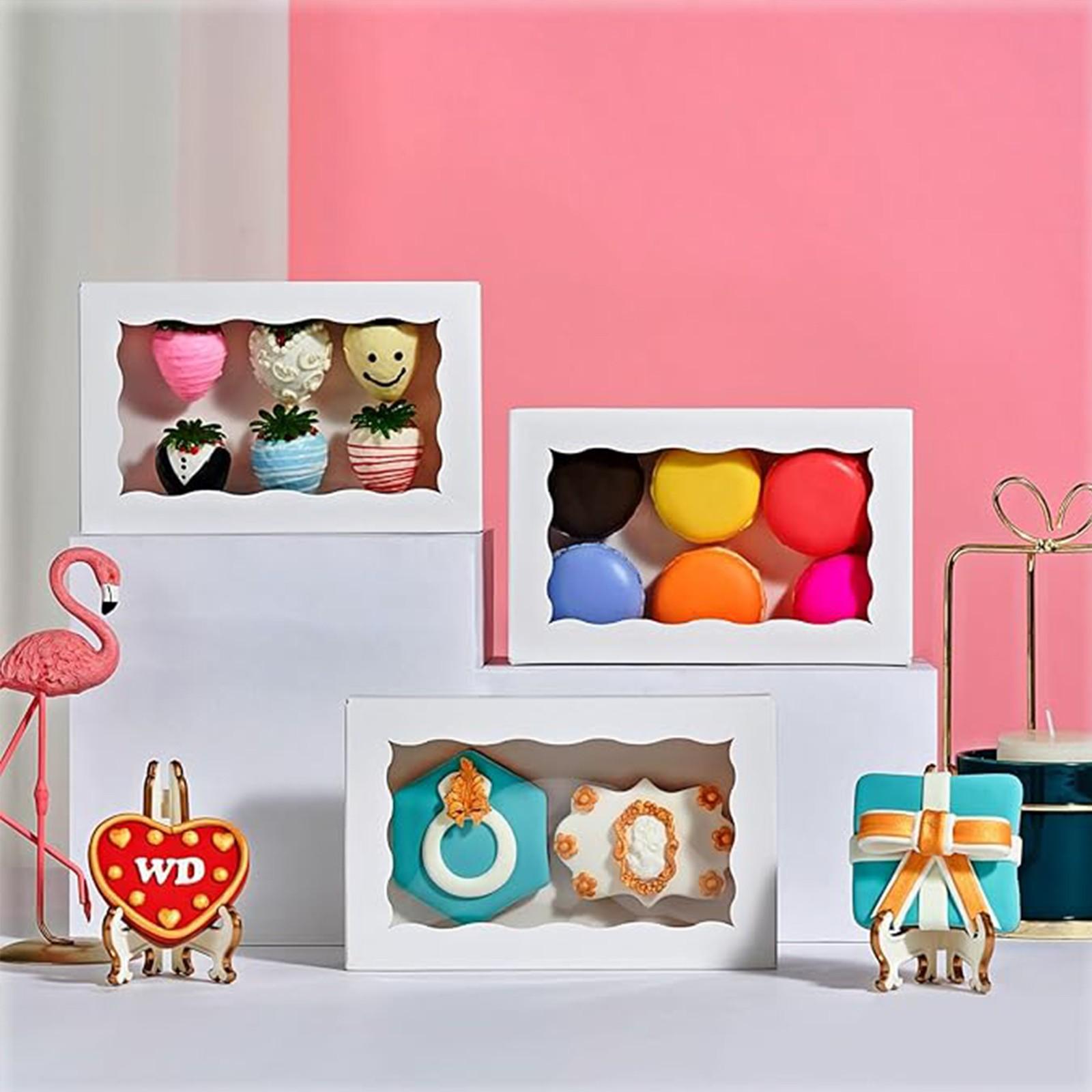 White Cookie Boxwith Window 7.09x4.9x1.75 Inch TwoUses Pastry Biscuit Bakery Box ForPackaging Bakeware