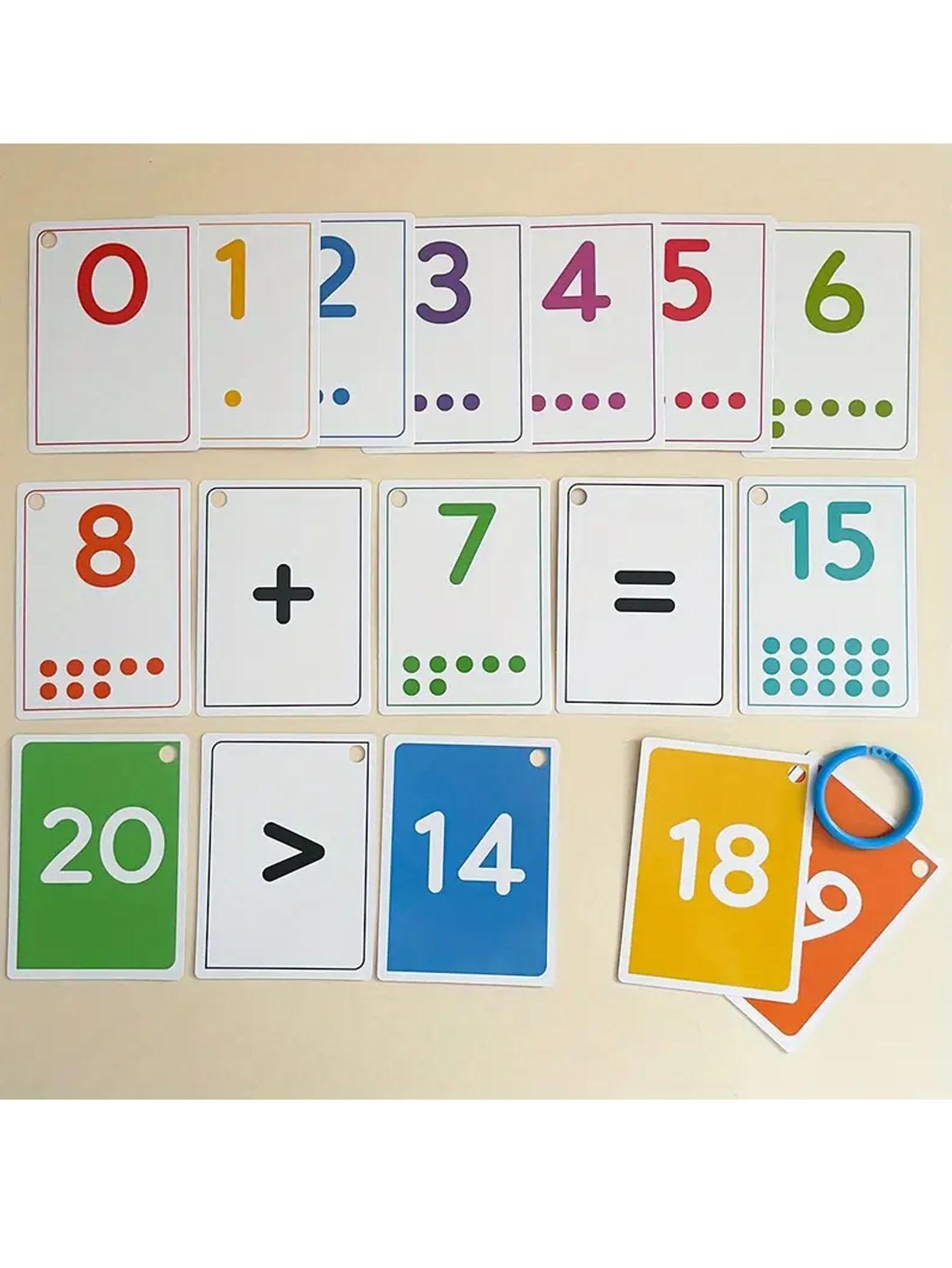 50 Math Flashcards Set for Kids, Addition Subtraction Multiplication Division Practice, Colorful Coding, Ages 6-12, Durable and Portable