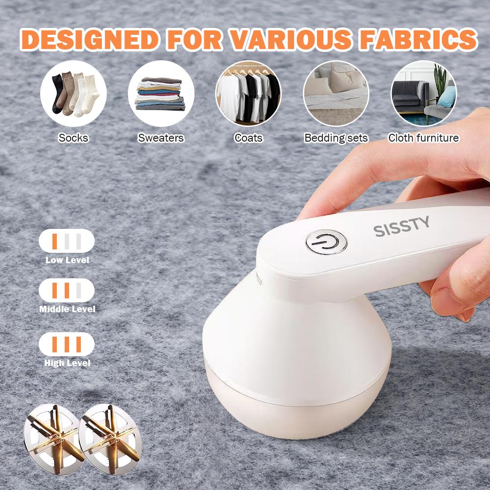 Rechargeable Fabric Shaver with 2 Replaceable Stainless Steel 6-Leaf Blades(1 Free Extra Included) | Lint Remover with 3-Speed Settings  - Efficient Sweater and Lint Shaver for Clothes, Removing Fuzz, Lint Balls, Pills, and Hairballs.Christmas Gift.
