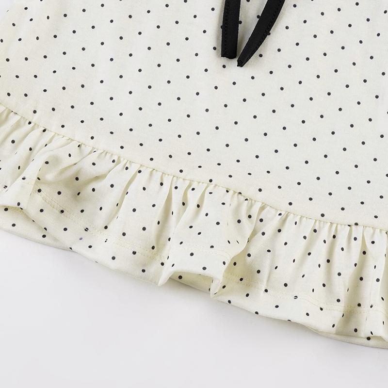 Women's Y2K Style Polka Dot Colorblock Slim-Fit Long Sleeve T-Shirt, Sweet Ruffle Hem Top for Fall Season, Casual Fashion Clothing, Casual Classy Top