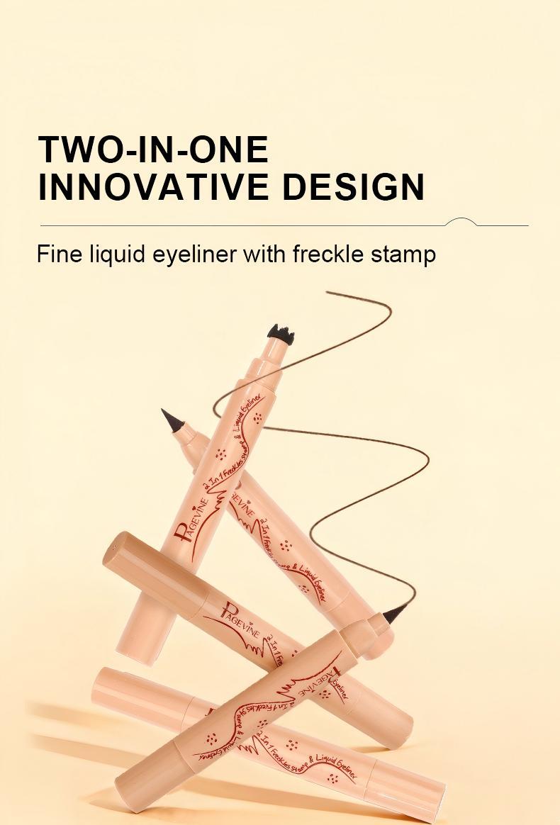 2-In-1 Dual Head Freckle Pen Eyeliner Liquid, Quick-Dry Waterproof Smudgeproof Pointed Pen, Realistic Fake Freckles Long-Lasting Design