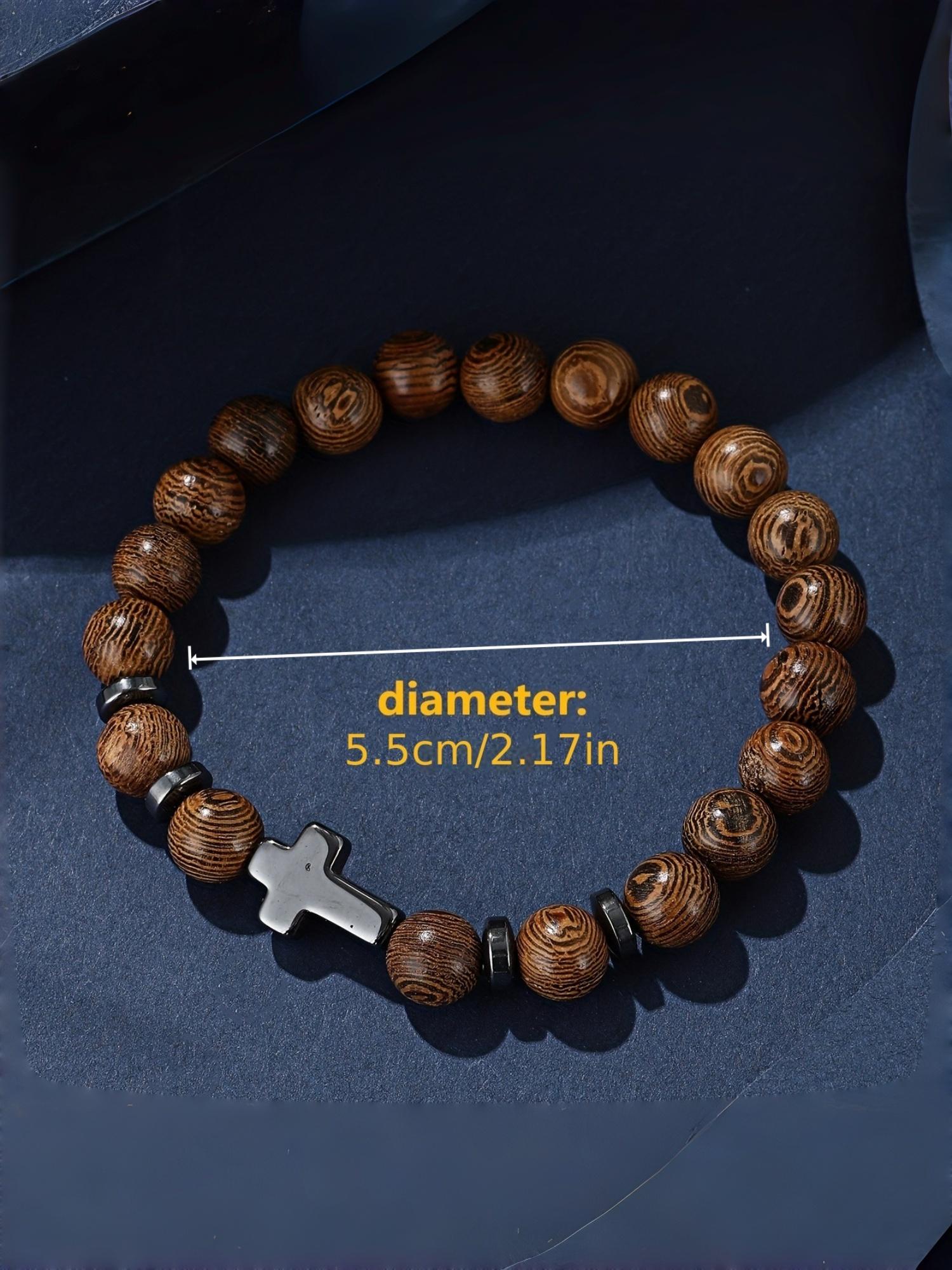 Cross Beaded Bracelet for Men, Wood Grain Design, New Arrival Bestseller Jewelry, Trendy Accessory for Men