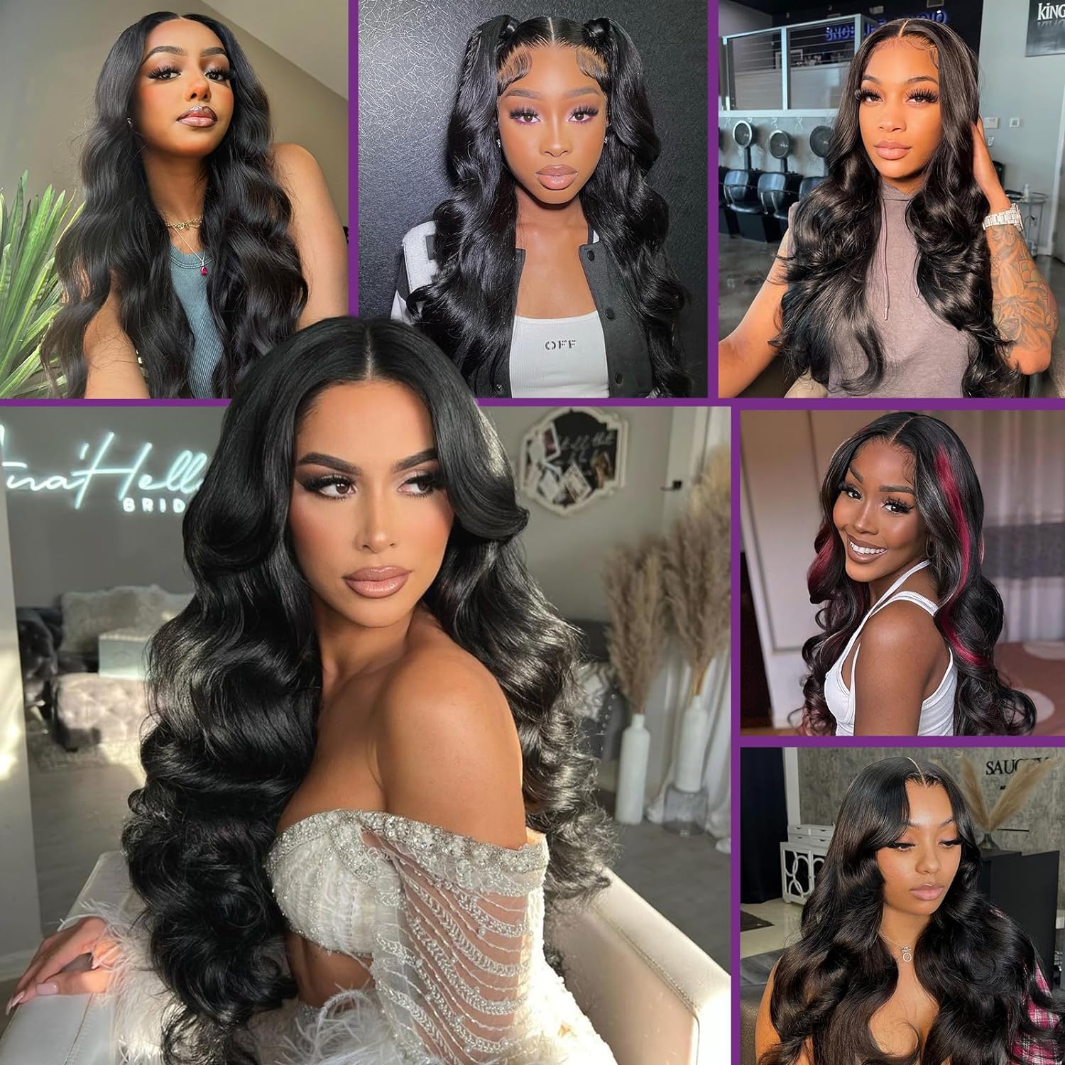【26‘’ Body Wave=$127】Tahikie Body Wave 13x6 Natural Color/Burgundy / Chocolate HD Lace Frontal Wigs Human Hair Wig Pre Plucked With Baby Hair For Women Wig