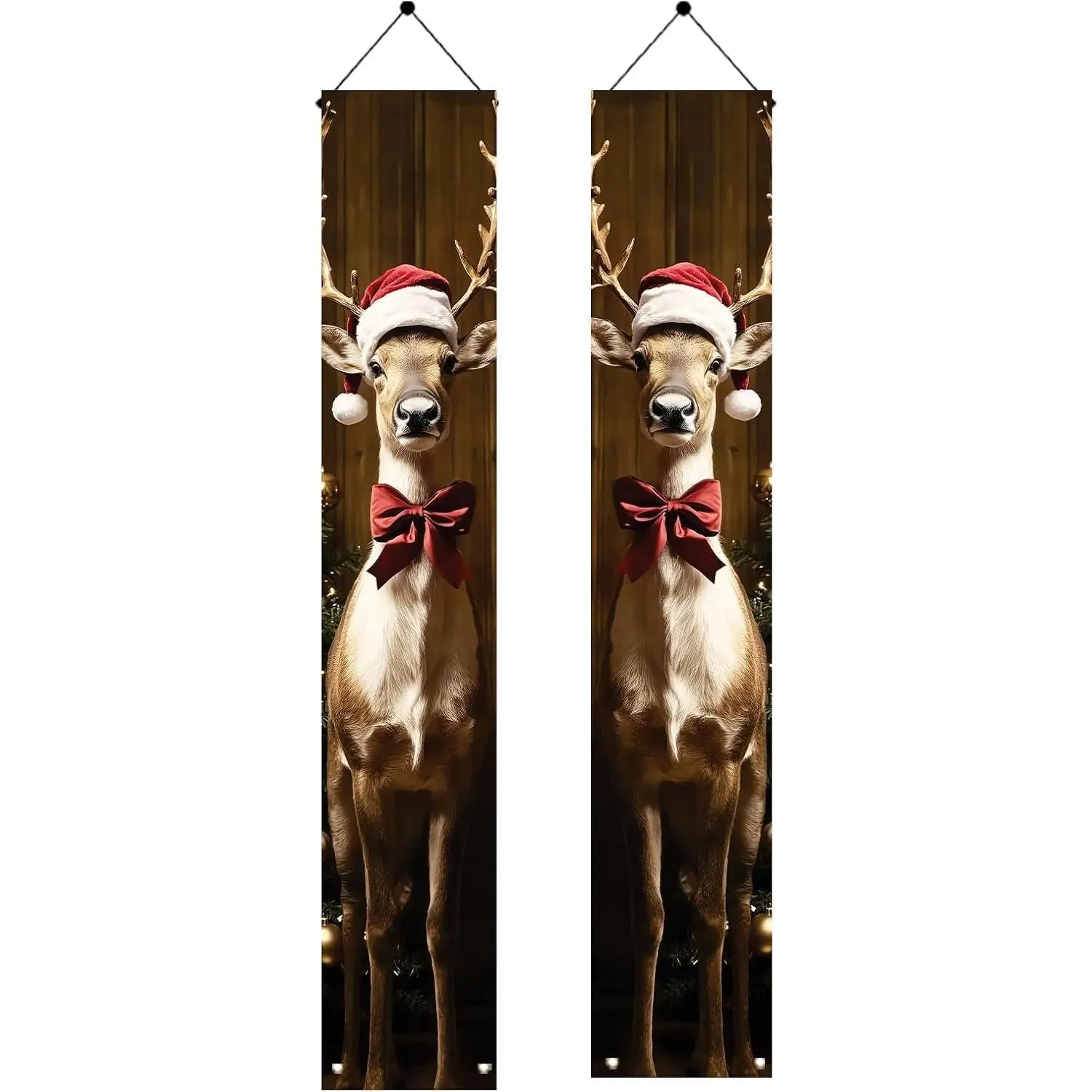 2 count Christmas Porch Banner Decoration Reindeer Door Sign  Decorations for Outdoor Indoor 71 x 12 Inch Front Door Xmas Decor Holiday Wall Fireplace Entryway Banner Party Supplies