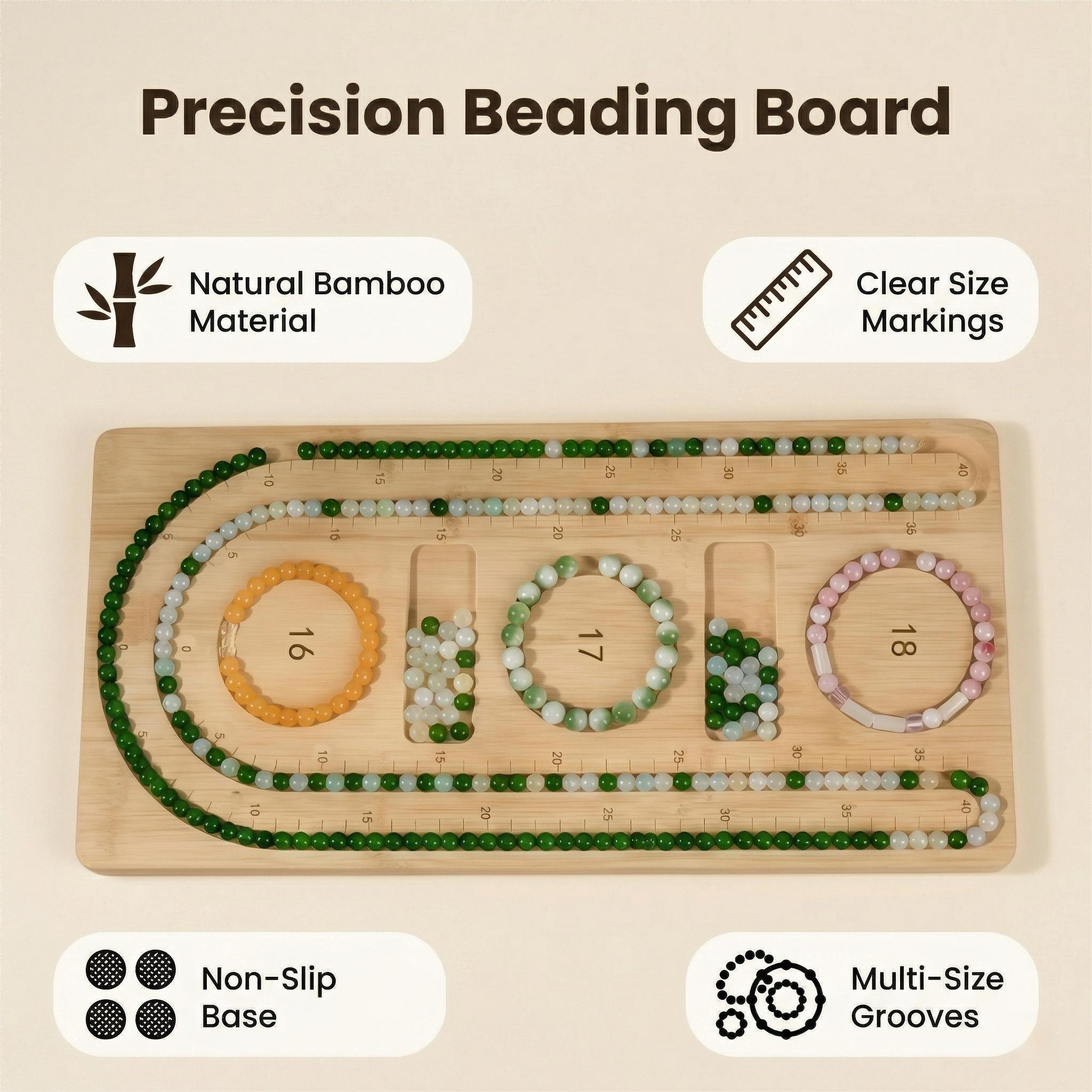 Bamboo Bead Board for Jewelry Making, Bracelet Design Tray & Necklace Organizer, Wooden Bead Sorting Tray with Measurement Scales, Professional DIY Beading Supplies for Jewelry Designers & Crafters