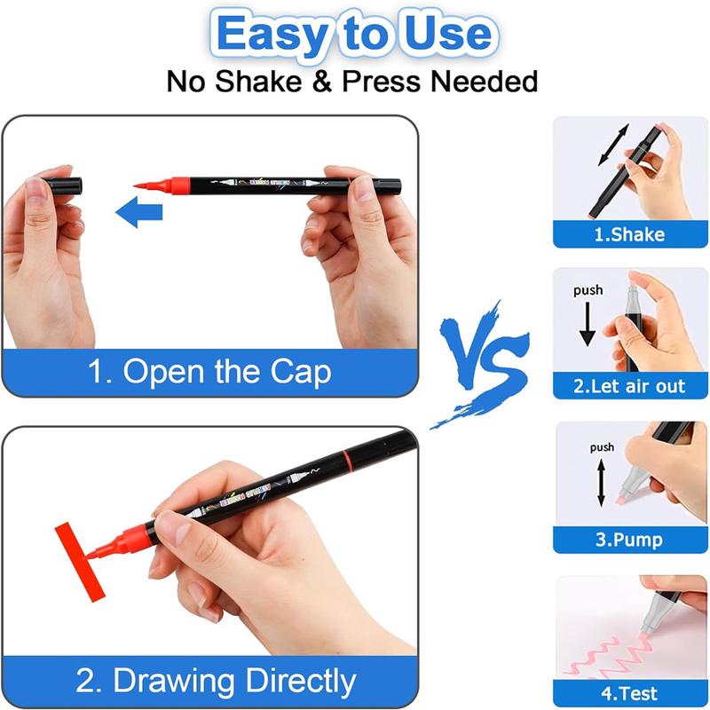 Double Head Acrylic Paint Marker, 1 Set Glass Album Ceramic Art Coloring Pen Set, Coloring Markers, Graffiti Markers, Professional Painting Set, Summer Gifts, Paint Pens Markers