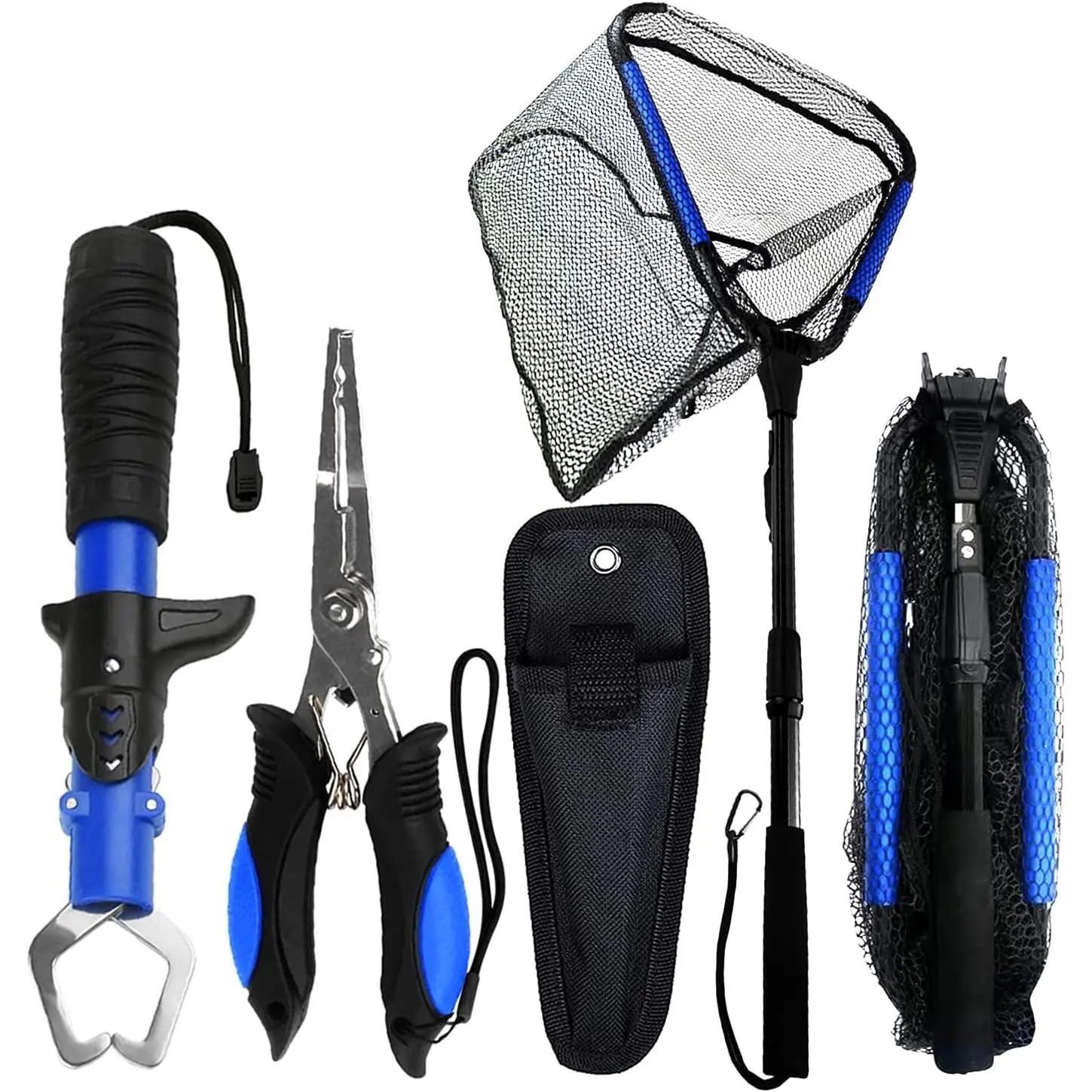 Kids Floating Telescopic Fishing Net Set| Foldable Fishing Gear Kit with 7 Inch Pliers, Fish Lip Gripper, Collapsible Sand Bucket & Complete Fishing Accessories
