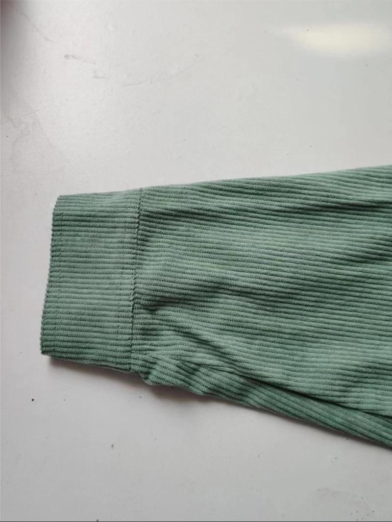 Women's Plain Pocket Button Front Corduroy Shirt, Casual Drop Shoulder Long Sleeve Blouse Top for Spring & Fall, Ladies Clothes for Daily Wear