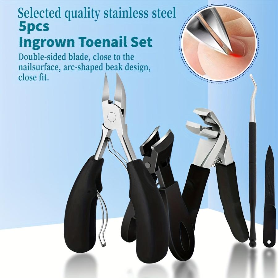 5Pcs Ingrown Toenail Tool Kit, Heavy Duty Stainless Steel Toenail Clippers for Thick Nails, Professional Pedicure Set for Ingrown & Hard Nails, Perfect for Seniors & Home Use