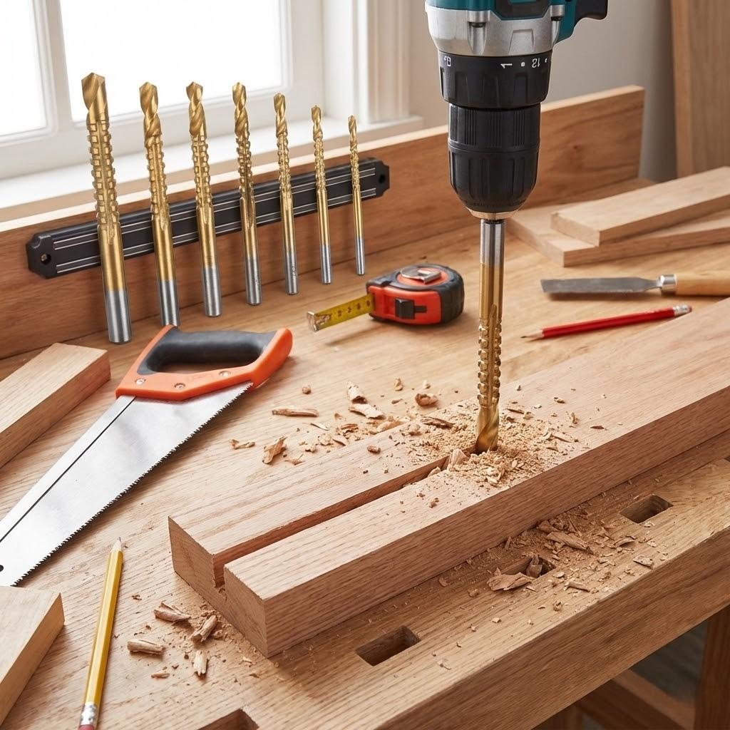 6 Piece Titanium Coated High Speed Steel Drill Bit Set, Step Drill Bits, Metal Processing & Wood Drilling, Sharp Teeth Design, Rust Proof Coating, Electric Tool Accessories, Cutting