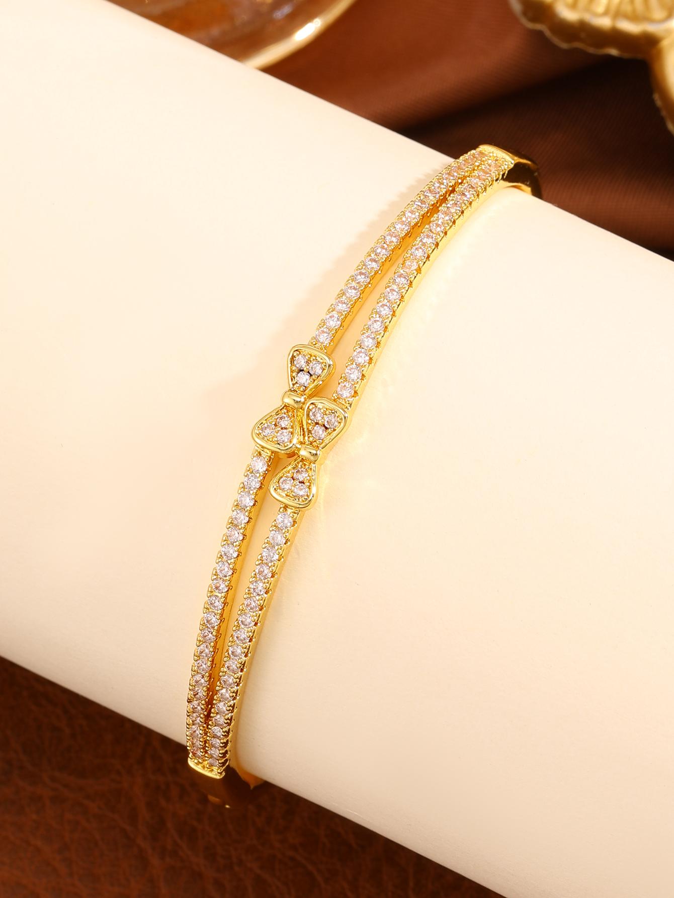 Fashion Knot Cubic Zirconia Bracelet for Women, Elegant Daily Wear Jewelry, Perfect Gift for Her, All Seasons Accessory