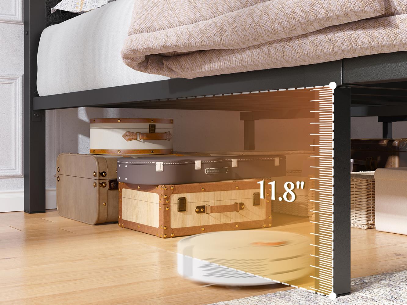 [Live] NO MATTRESS,LED Bed Frame with USB Outlet, Farmhouse Queen Size Bed Frames with 2 Storage Drawers & Built-in Charging Station, Wood Metal King Size Platform Bed Frame with Headboard, Farm Style Bedroom Furniture with LED