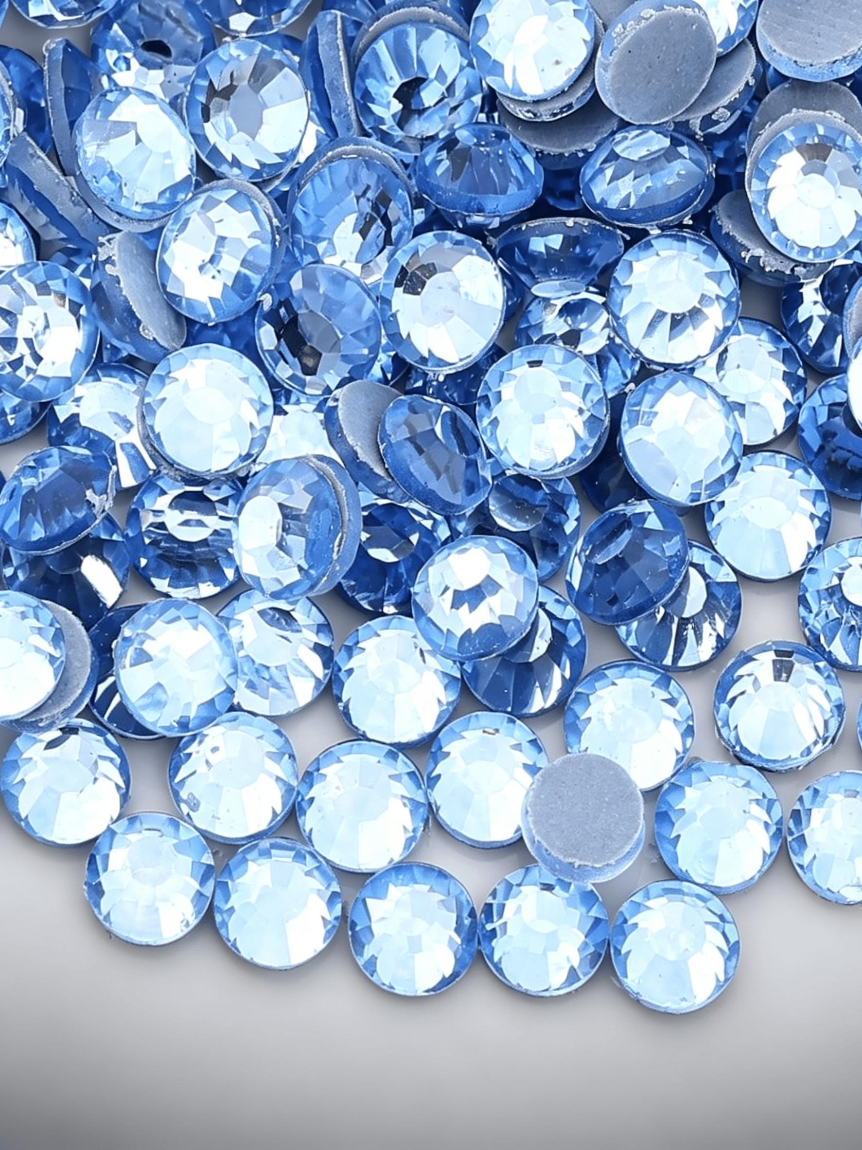 2880pcs High-Transparency Light Blue Hot Pressed Glass Rhinestones, DIY Nail Art Decorations, Perfect for Creative Nail Designers