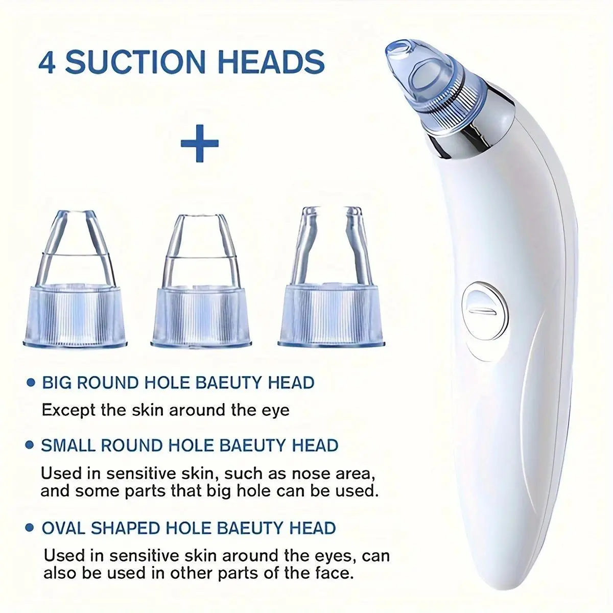 [Portable Pore Cleaner] GENAI Blackhead Clean Beauty Meter - Portable Facial Pore Cleaner with 4 Probes, Gentle and Safe Cleansing for Men and Women, Battery-Operated (Batteries Not Included)