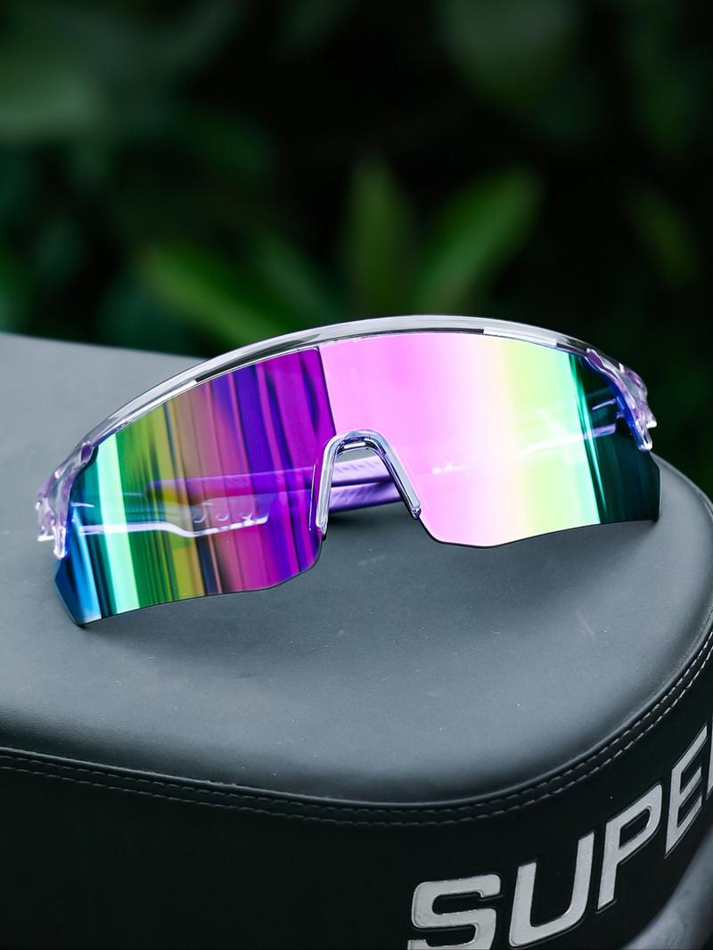 Men's Trendy Colorful Coated Cycling Running UV Protection Outdoor Windproof Sports Sunglasses, Stylish Eyewear for Active Lifestyle, Bike Accessories