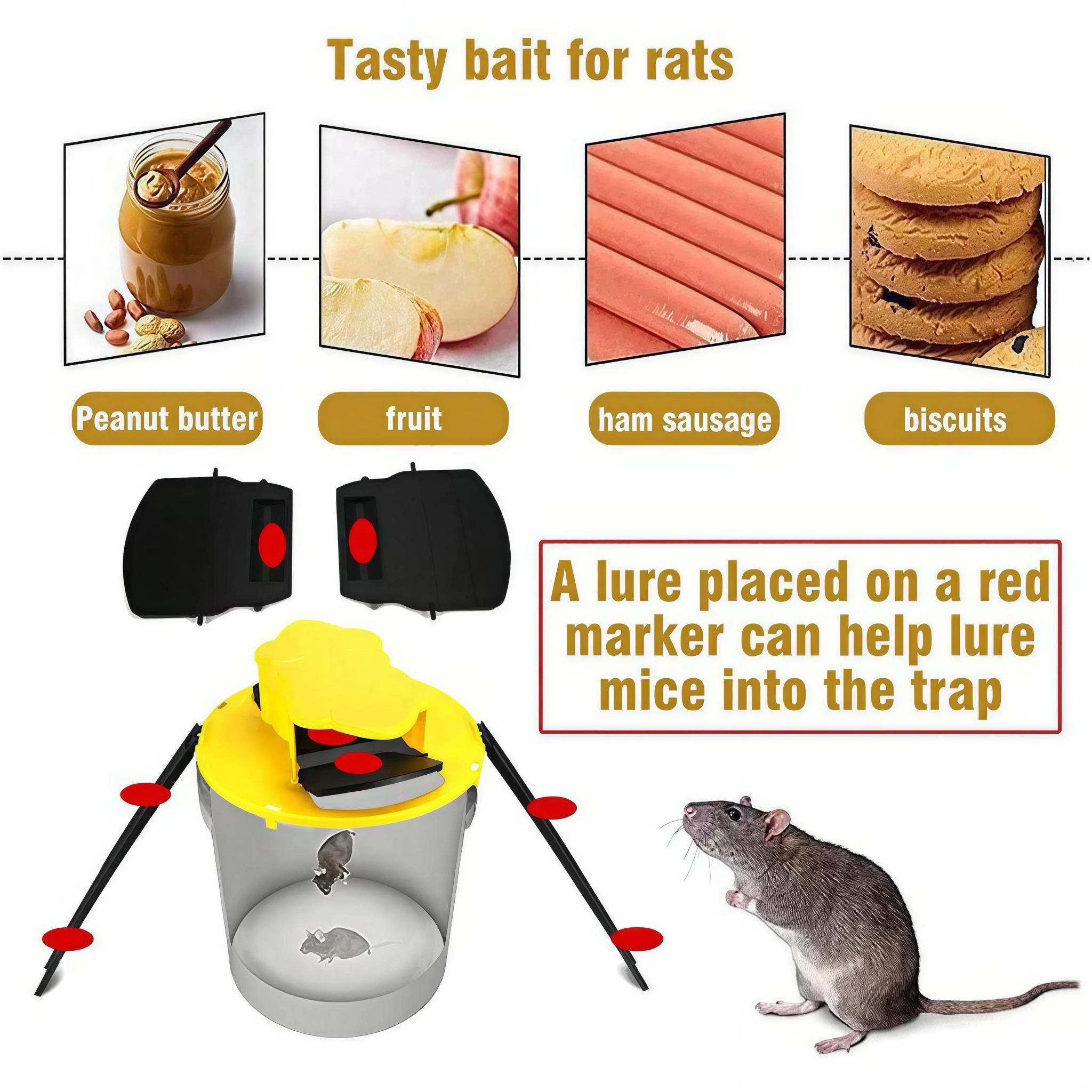 Mouse Trap Bucket - Mouse Traps Indoor for Home - Multi-Catch, Auto-Reset, Humane or Lethal Rat Trap - ABS Material -Reusable Mouse Trap,Flip N Slide Bucket Lid Mouse Trap, Mouse Traps Bucket for Indoor and Outdoor Use