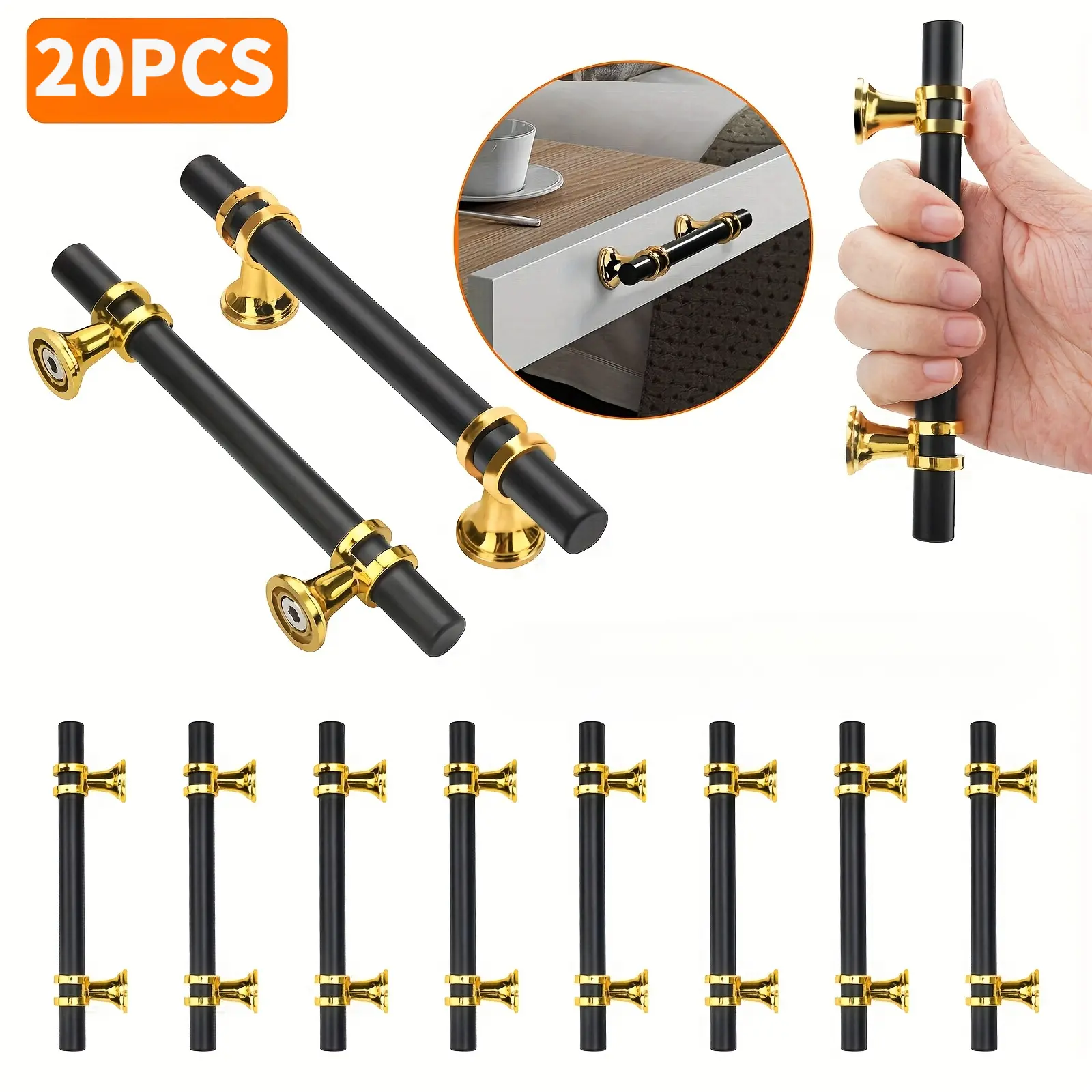 20 Pack 5.9/7.87 Inch Cabinet Pulls, Cabinet Handles for Kitchen/Bathroom/Bedroom, Decorative Drawer and Wardrobe Hardware, CorrosionResistant, Easy to Install, Elegant and Simple, Screws Included