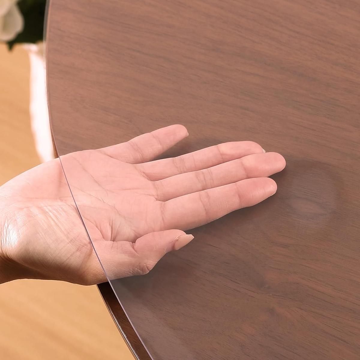 Soft Glass PVC Transparent Tablecloth, Waterproof Oil-Resistant Heat-Proof Easy Clean, Round Dining Table Mat, Coffee Table Protector Pad