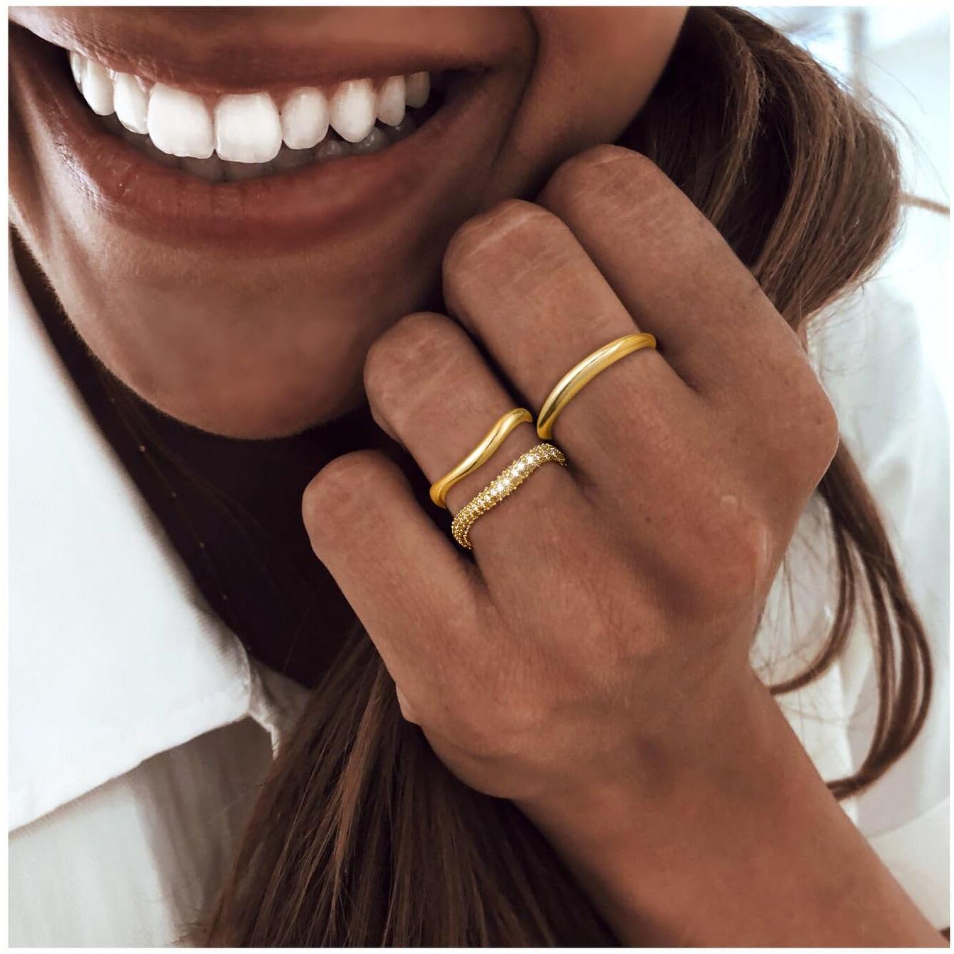 Tewiky Rings For Women Stackable Non Tarnish Rings Dainty Stacking Rings Thumb Ring Set Jewelry For Summer dealsforyoudays