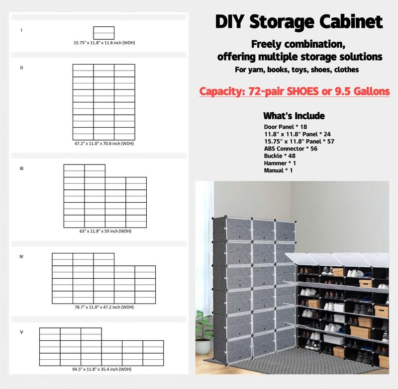 Karlhome 12-Tier Closet Organizers and Storage, 18-cube 36-grid Storage Organizer with Doors, Portable Closet Organization Clothes Shelves for Shoes, Closet, Bedroom, Bathroom, Office Karlhome 12-Tier Closet Organizers and Storage, 18-cube 36-grid Storage Organizer with Doors, Portable Closet Organization Clothes Shelves for Shoes, Closet, Bedroom, Bathroom, Office