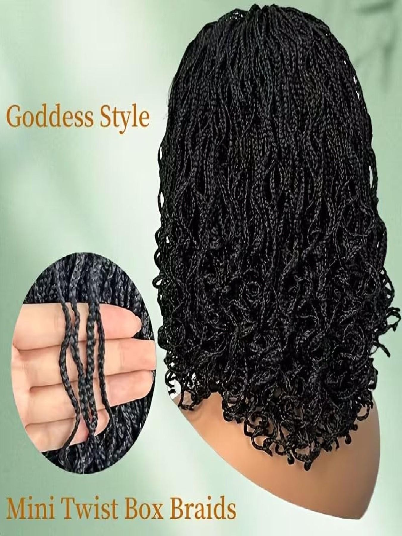 Short Braided Wig Kinky Faux Synthetic Locs Wig Handmade Bohemian Cornrow Box Braids 150% Density Double Lace Knotless Crochet Dreadlock Wig Pre-Plucked Hairline&Updo Style for Women