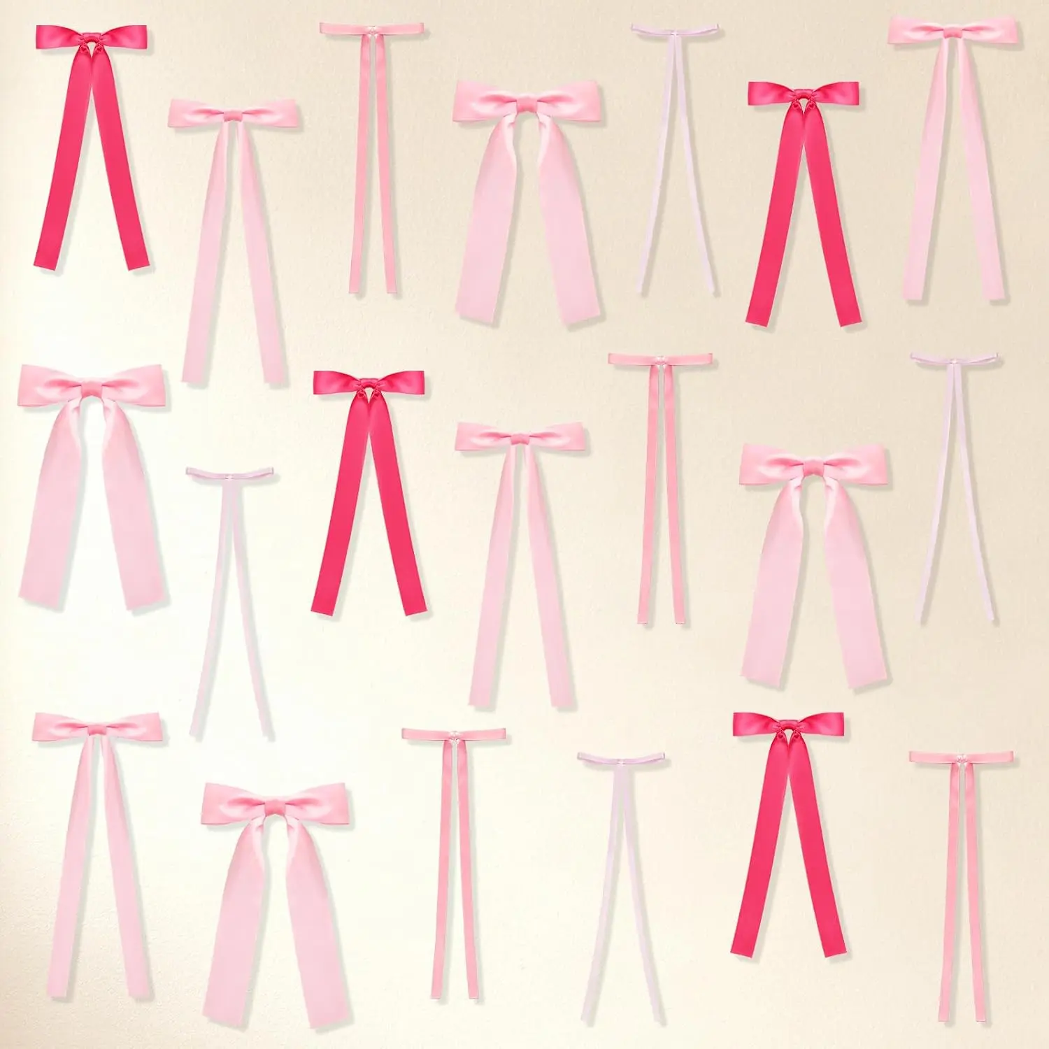logohu 40Pcs Pink Bow Wall Decor, DIY Bows Photo Backdrop, Ribbon Bow Garland, Pink Room Decorations for Women Girls Birthday, Baby Shower, Bow Themed Party, Wedding