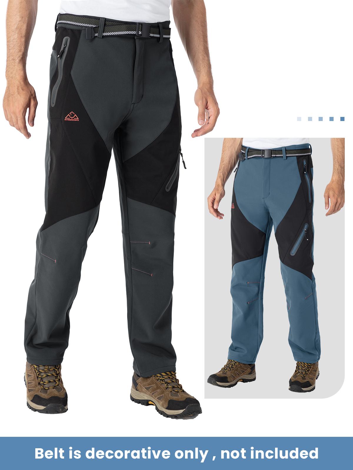 GOPUNE Men's Waterproof Pants Insulated Cold weather Hiking Winter Snow Ski Softshell Outdoor Pants Zipper Pockets Climbing Thermal Jogger Trousers Thermal Lined Jogger pants men