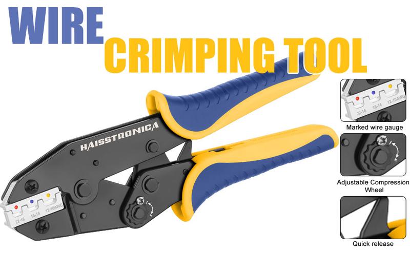 haisstronica 6PCS Crimping Tool Set - Ratchet Wire Crimping Tool for Heat Shrink,Insulated Nylon,Non-Insulated,Ferrule Wire End,Open Barrel Terminals,Solar Connectors,Father's Day Gift multi  tool