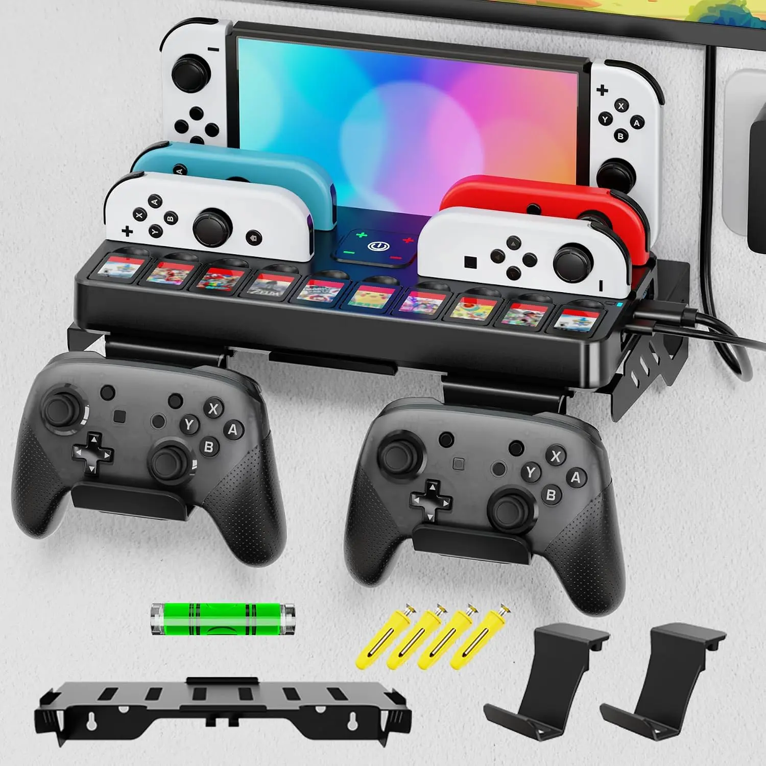 Dock Wall Mount with Joy-Con Charger and Pro Controller Holder