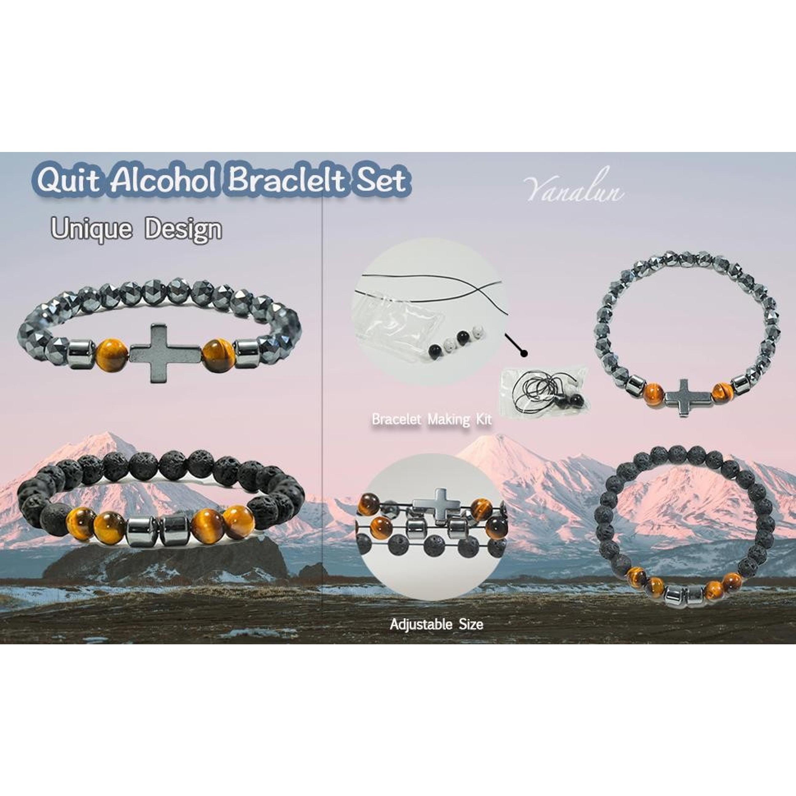 Anti Alcohol Bracelet for Men & Women, Adjustable Anti-Alcohol Hematite Tiger Eye Sobriety Bracelet to Reduce the Urge to Drink, Relieve Anxiety & Stress, Stop Drinking Support