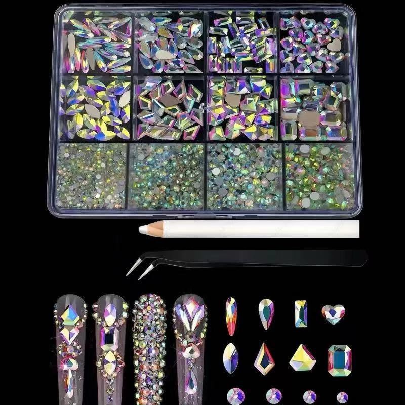 12pcs Shiny Glass Rhinestones for Nail Art, Round Flat Back Drills, Wedding Party Craft Decoration, Bling Rhinestone Decoration, High-Quality Crystal Decorations