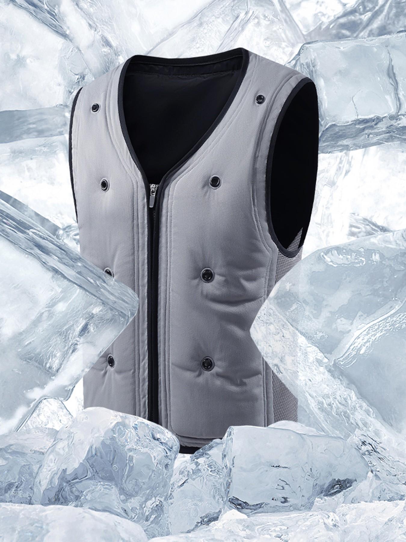 Men's Outdoor Casual Work Plain Color Vest Gilet, Physical Steam Cooling Inner Layer, Fitted Style, One Piece, No Ca Prop 65 Warning