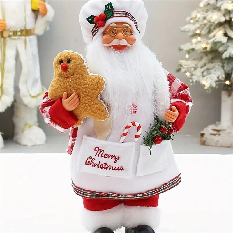 Festive Christmas Chef Grandparents Nutcracker Decoration Ornaments Decor, 12 Inch Santa & 11 Inch Old Chef Figurines, Holiday Table Display