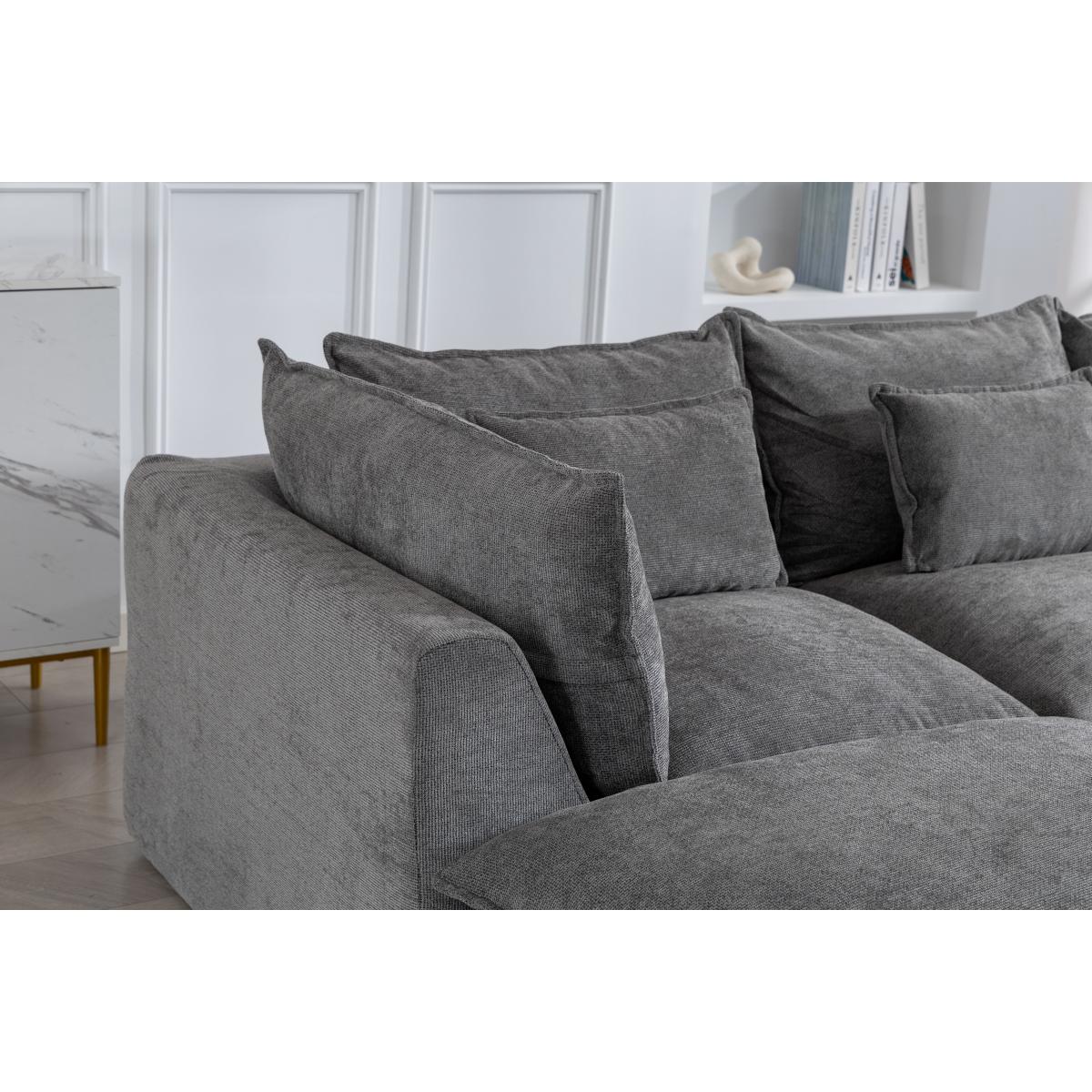 Aobtkel 129.8" Wide Cloud Oversized Modular Sectional Couch - 4-Seat with 2 Ottomans, Deep Wide Seat, True Relax Comfy Living Room Indoor Furniture Set,dorm essentials,home decor