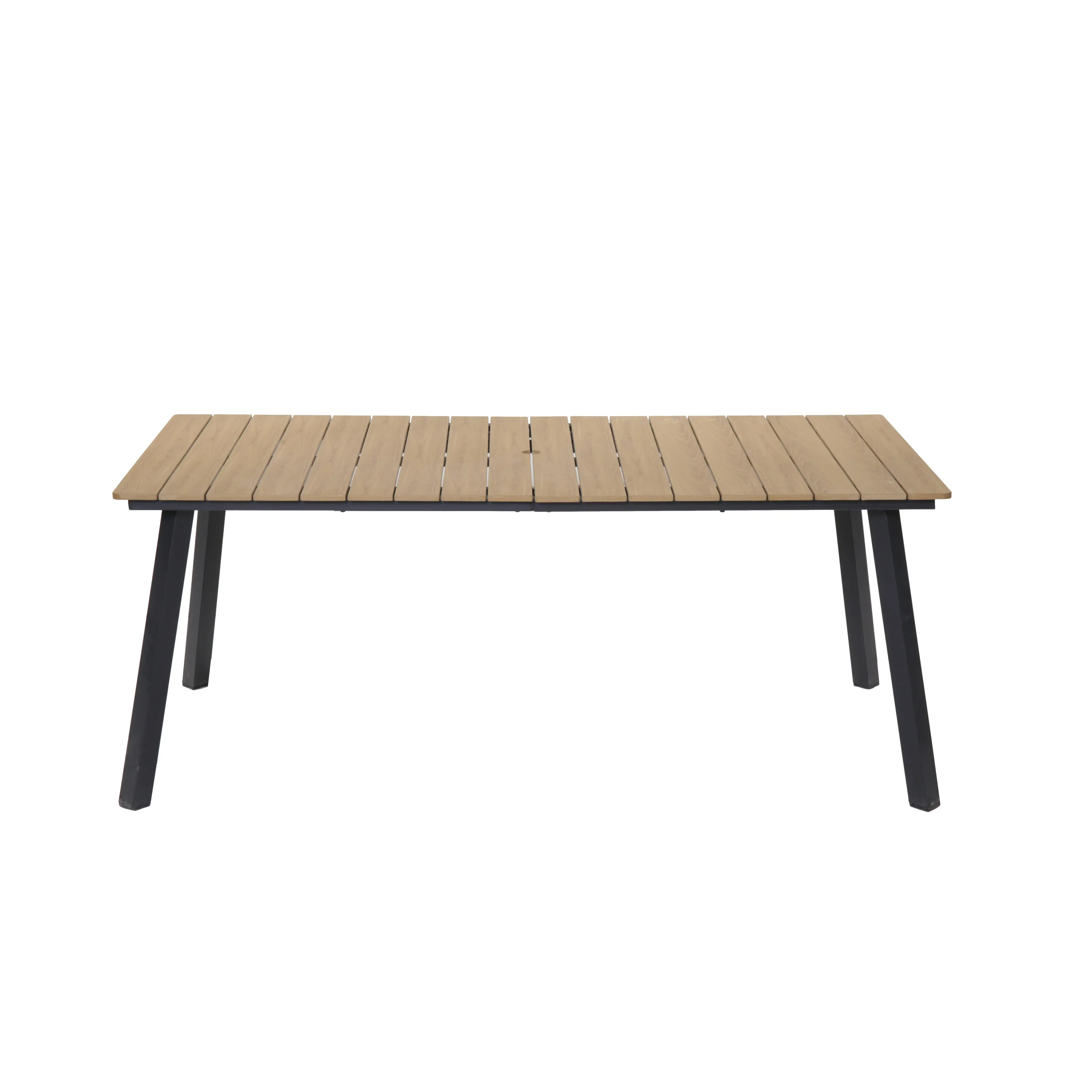 Outdoor Folding Dining Table for 4-6 People, Steel Frame with Umbrella Hole, Extendable Patio Table for Garden, Backyard, Deck, Poolside, Yellow