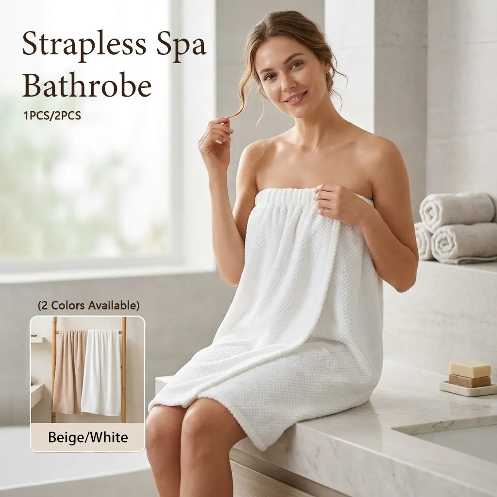 1/2 Pcs Pineapple Grid Bath Wrap, Strapless Wearable Bath Wrap for Women, Ultra-Soft Coral Fleece, Wraparound Towel, Quick Dry & Absorbent, Adjustable Size. Ideal for Home Shower, Travel Vacation, Swimming & Gym, Sauna and Spa.