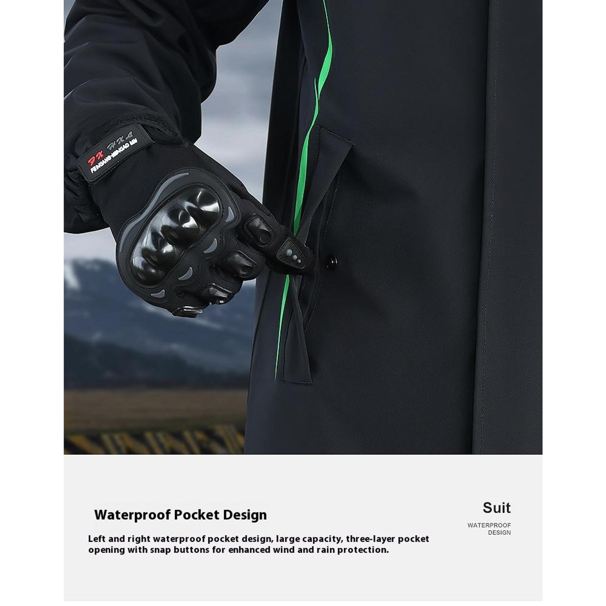 Men's Motorcycle Rain Suit, Split Raincoat & Rain Pants, Waterproof Storm Proof Riding Gear, 1 Set