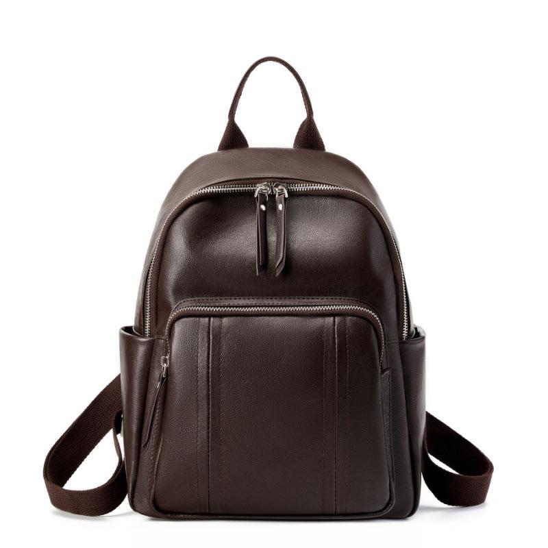 1pc Cowhide Women's Fashion Backpack, Spacious Soft Leather Rucksack for Daily Travel and School.