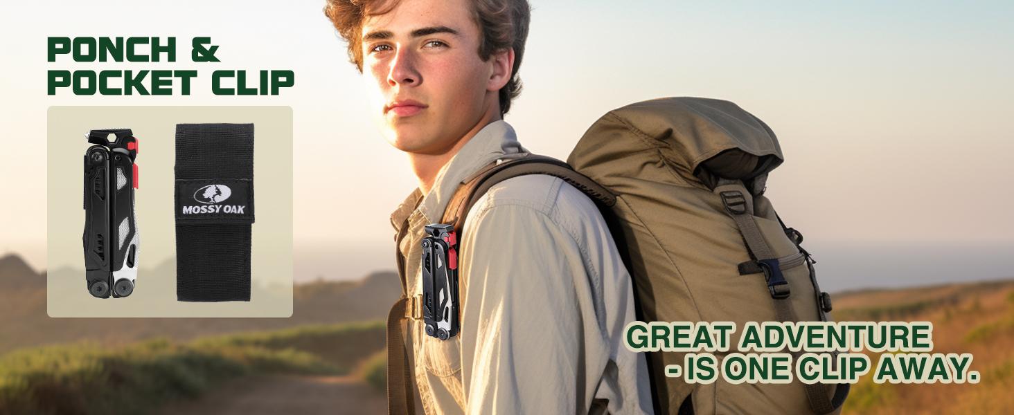 #JumpstartSale MOSSY OAK Multitool, 19-in-1 Stainless Steel Multi Tool Pliers, Self-locking EDC Gear with Sheath for Outdoor, Survival, Camping, Hiking