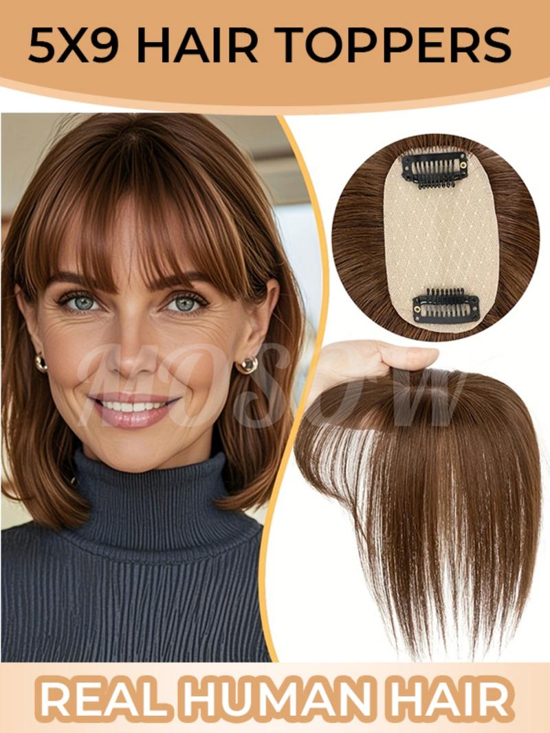 Invisible Human Hair base Toppers 5*9 Human Hair Topper Lightweight Hair Pieces Invisible Hair Extensions For Women Clip In Hair Piece For Women With Thinning Hair As smooth and silky as your own hair Radiant, elegant, and sophisticated