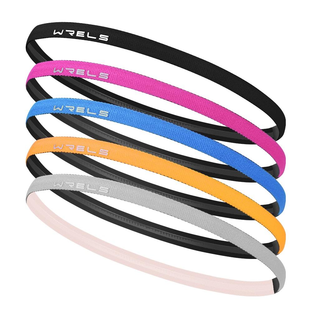 6 Piece Wrels Anti-Slip Sweat-Wicking Sports Headbands, Running Fitness Yoga Pilates Climbing Sweatband, Unisex Breathable Solid Color Elastic Sport Headband
