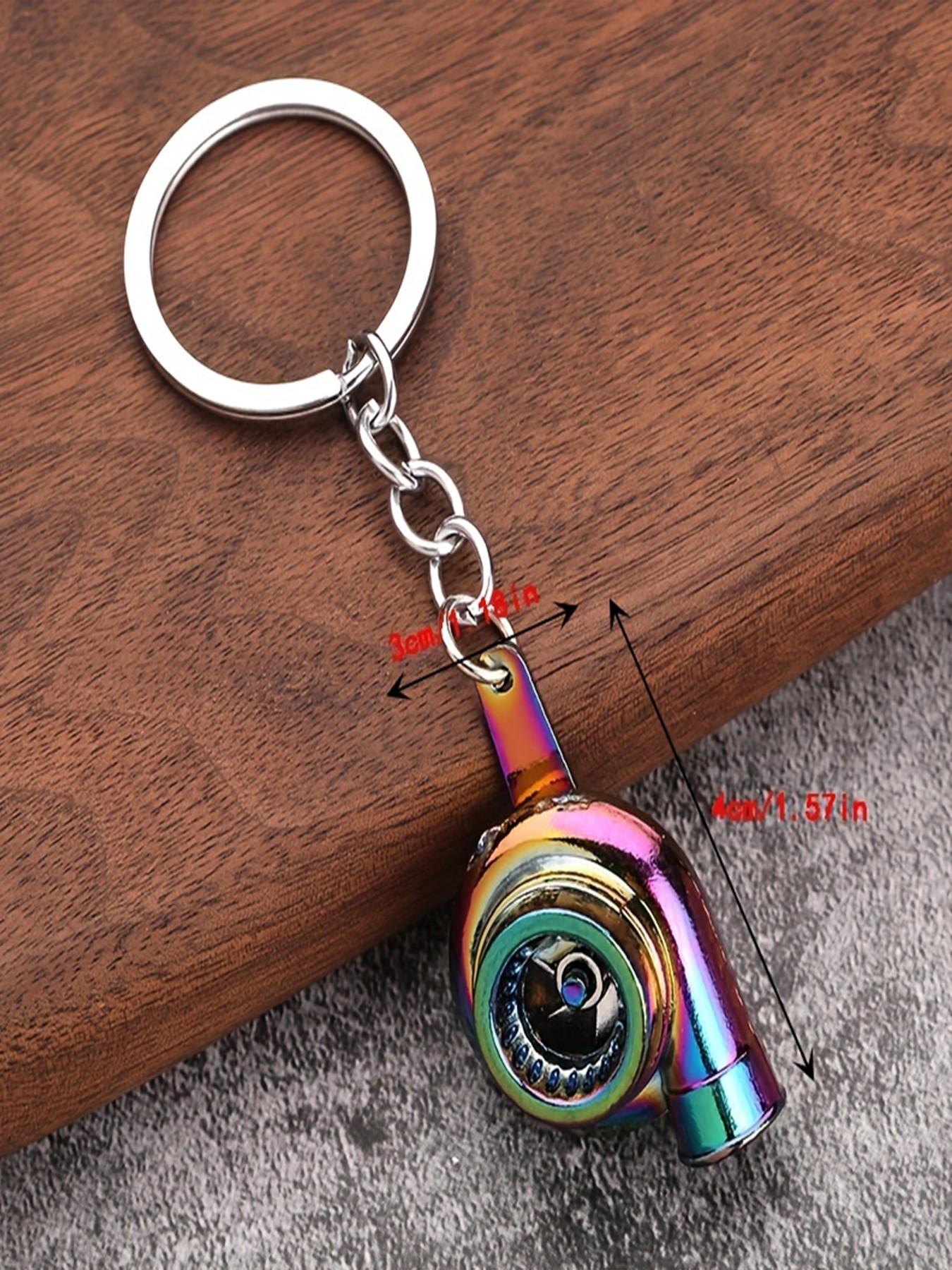 Turbocharger Keychain Set, 2 Zinc Alloy Street Style Car Accessories, Metal Key Ring with Waist Chain, Automotive Modification Parts